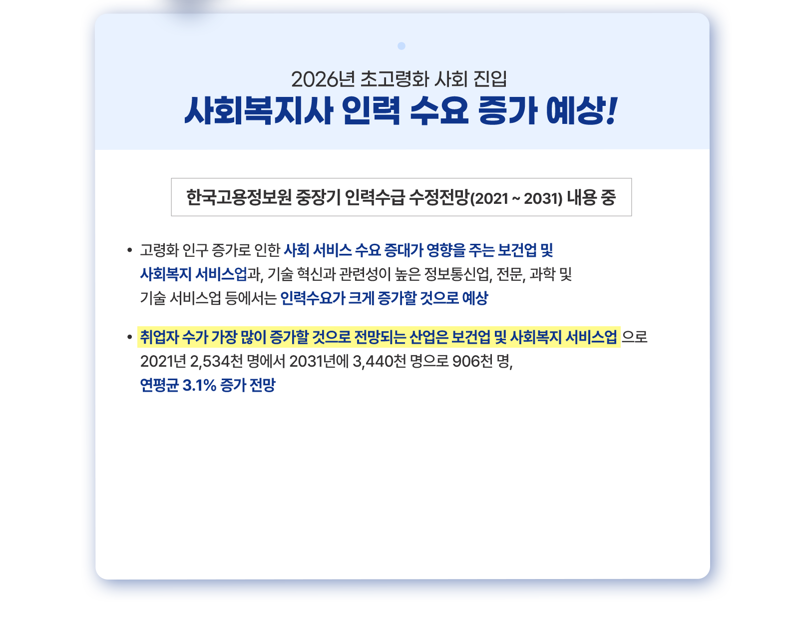 사회복지사 인력 수요 증가 예상!